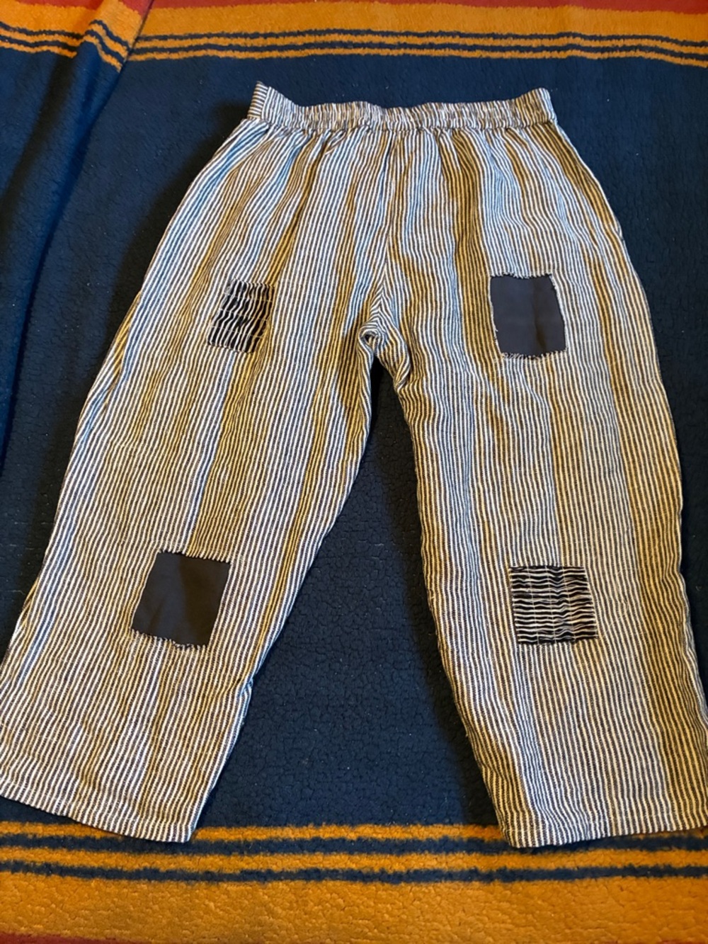NWT Paper lace Striped Patchwork Cargo Pants - Blue/White - Picture 3 of 6